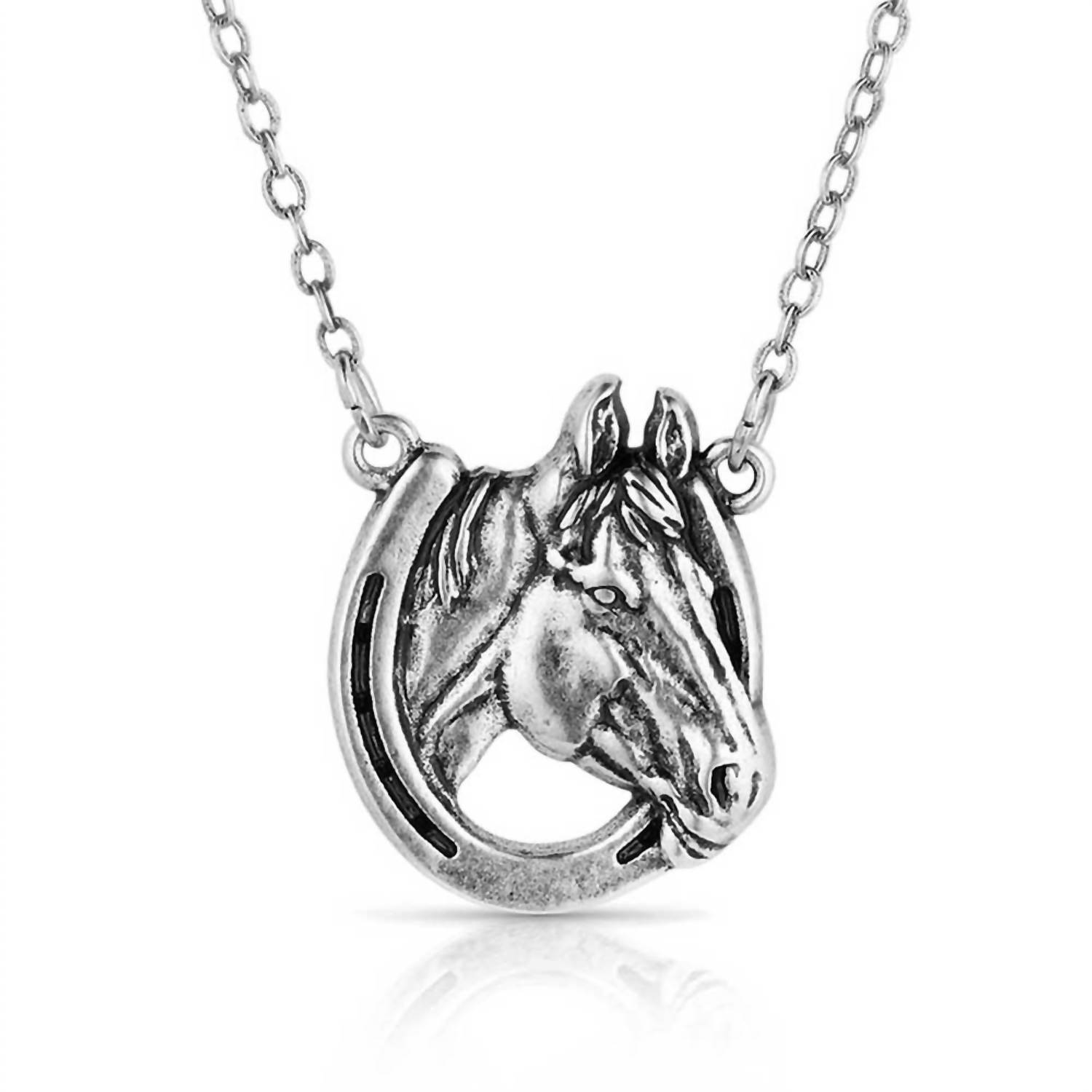 New Montana Silversmiths Womens Lucky Horse Head Pendant Necklace In Silver 52$